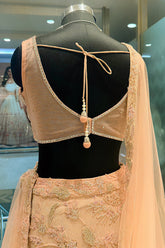 Dusty Pink Lycra Net Shimmer Designer Handworked Lehenga